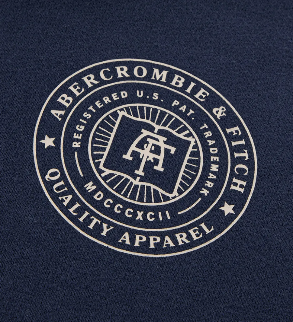 Abercrombie & Fitch Hættetrøje - Navy Blazer m. Print