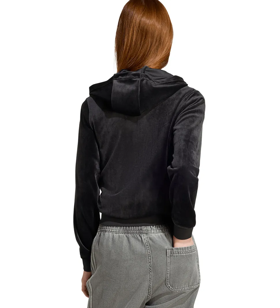 adidas Originals Hættetrøje - VELOUR Z HOODIE - Sort/Hvid