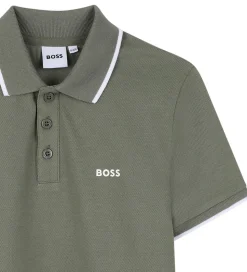 BOSS Polo - Støvet Grøn m. Hvid