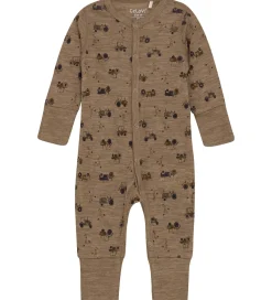 CaLaVi Heldragt - Uld - Cocoa Creme m. Traktorer