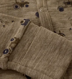 CaLaVi Heldragt - Uld - Cocoa Creme m. Traktorer