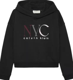 Calvin Klein Hættetrøje - Cropped - NYC Graphic - CK Black
