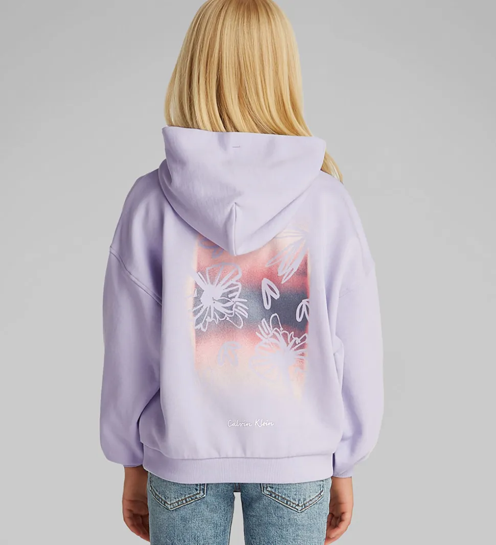 Calvin Klein Hættetrøje - Flower Back - Purple Heather