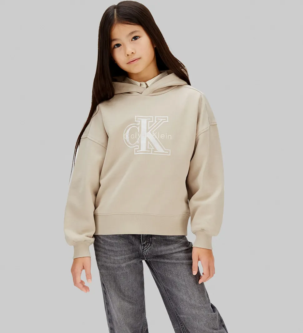 Calvin Klein Hættetrøje - Velvet Monologo - Ancient Marble Grey