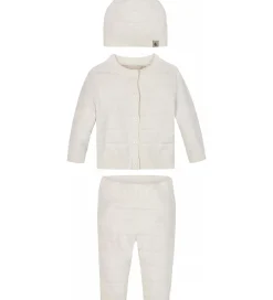 Calvin Klein Sæt - Cardigan/Bukser/Hat - Rib Strik - Ivory