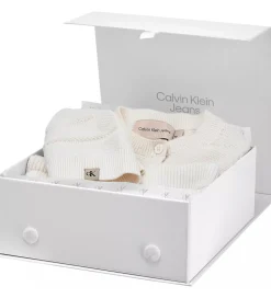 Calvin Klein Sæt - Cardigan/Bukser/Hat - Rib Strik - Ivory