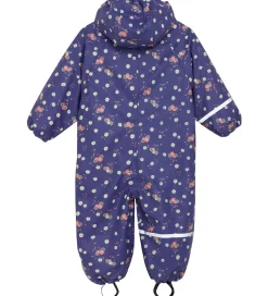 CeLaVi Regndragt m. Fleece - PU - Skipper Blue m. Print