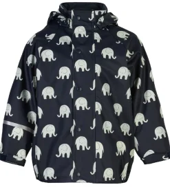 CeLaVi Regntøj m. Seler - PU - Dark Navy m. Elefanter