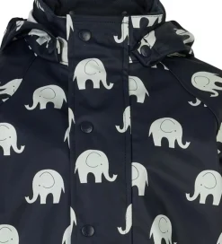 CeLaVi Regntøj m. Seler - PU - Dark Navy m. Elefanter
