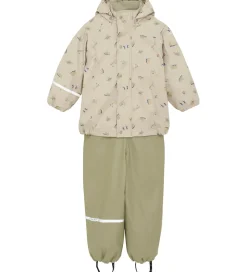 CeLaVi Regntøj m. Seler/Fleece - Recycle PU - White Pepper m. Pr