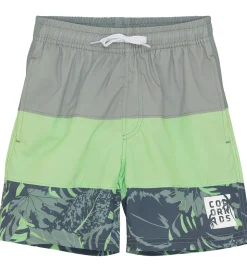 Color Kids Badeshorts - Colorblock - Green Ash m. Print