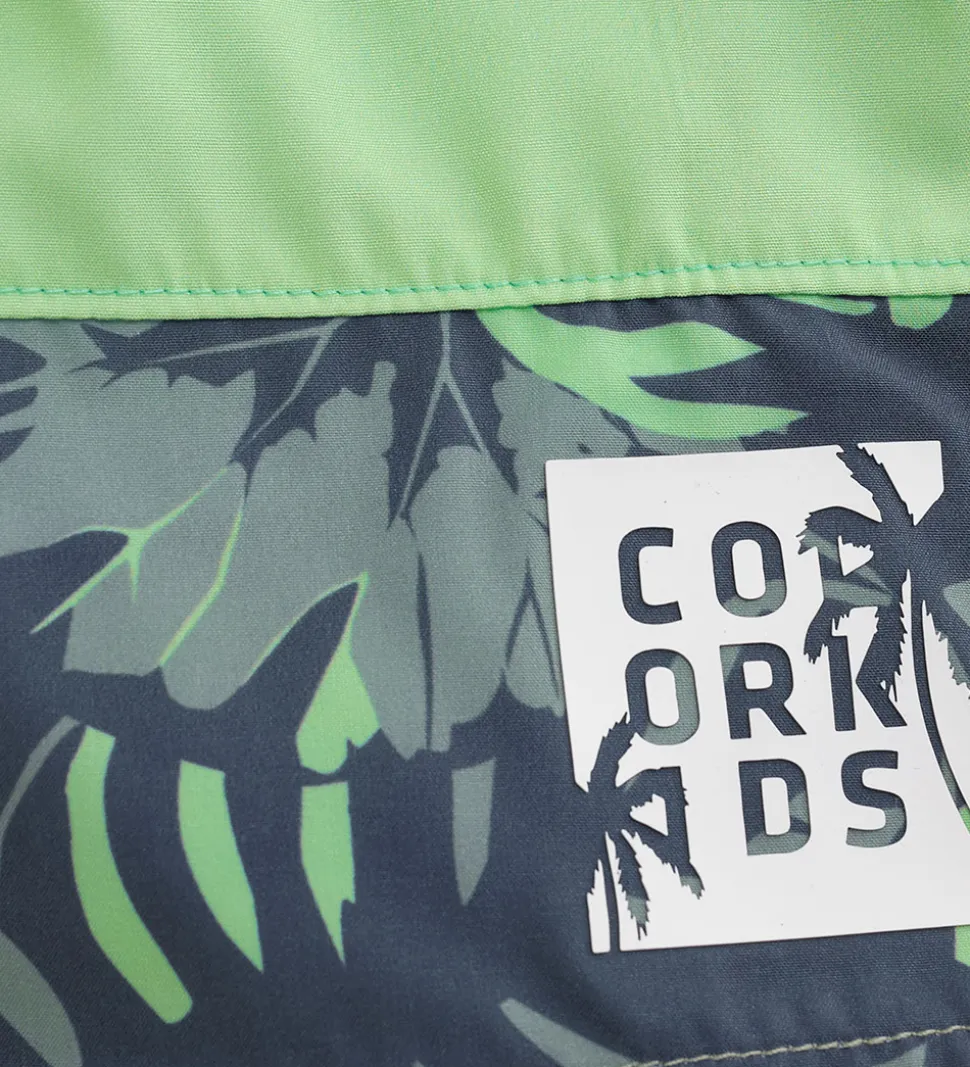 Color Kids Badeshorts - Colorblock - Green Ash m. Print