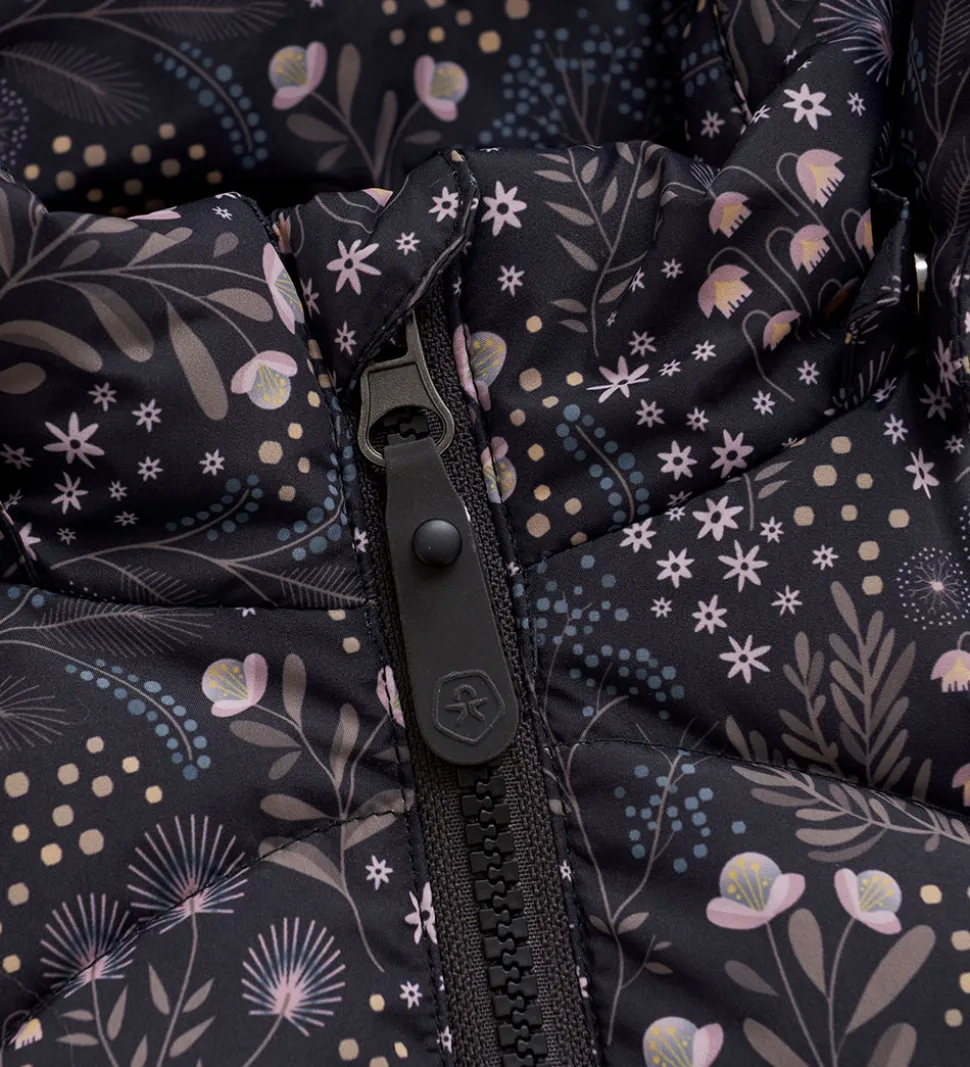 Color Kids Dynejakke - Quilt - Phantom m. Blomster