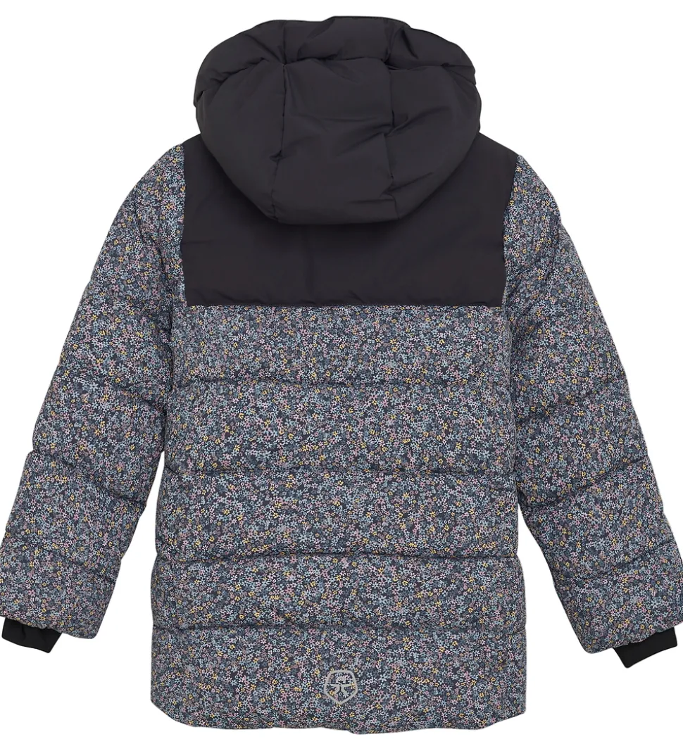 Color Kids Dynejakke - Quilt - Phantom m. Blomster