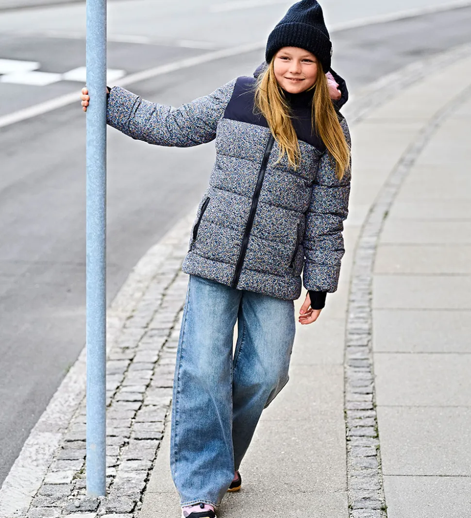 Color Kids Dynejakke - Quilt - Phantom m. Blomster