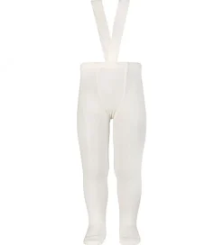 Condor Strømpebukser m. Seler - Rib - Hvid