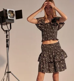 Designers Remix Top - Sandrine - Black Flower Print