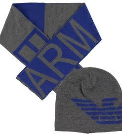 Emporio Armani Gaveæske - Hue/Tørklæde - Bomuld/Uld - Grå/Blå
