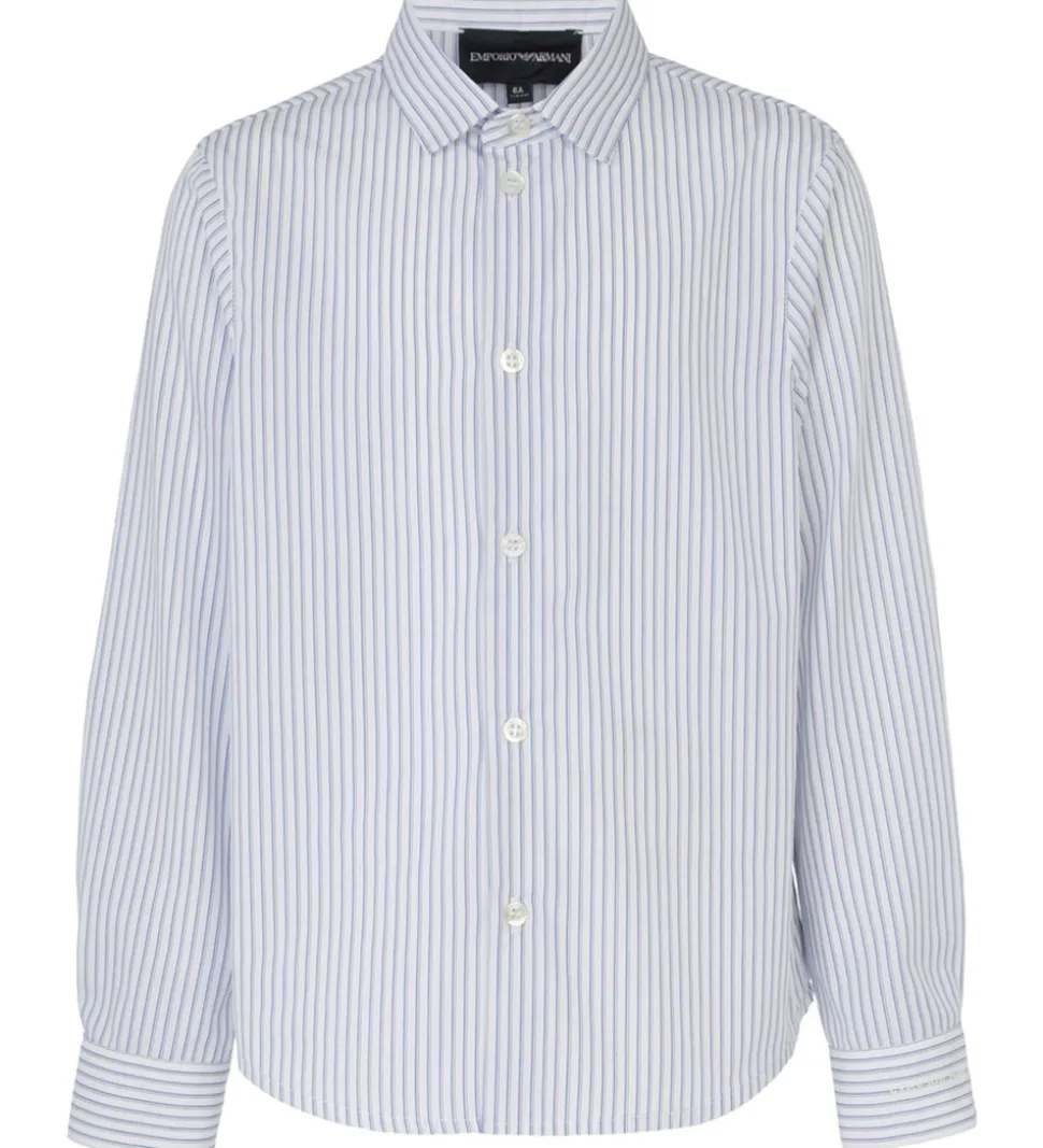 Emporio Armani Skjorte - Hvid/Blåstribet