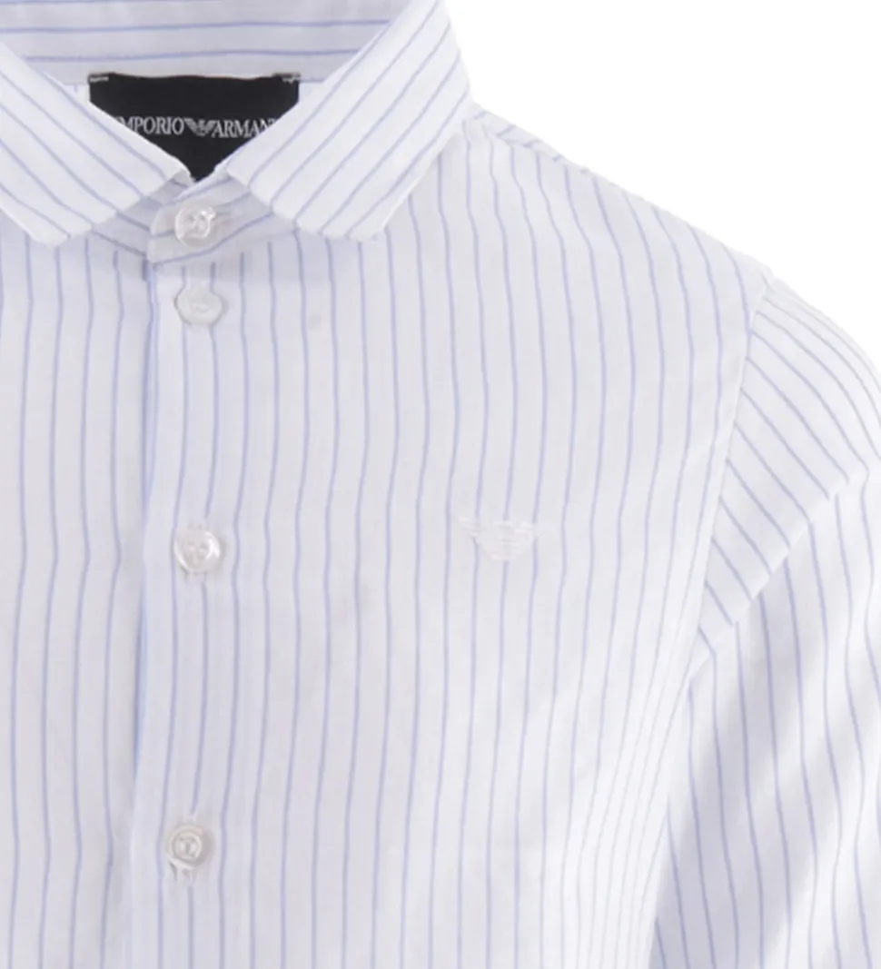 Emporio Armani Skjorte - Hvid/Blåstribet