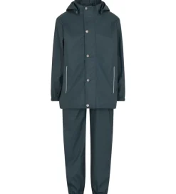 En Fant Regntøj m. Seler - PU - Dark Slate