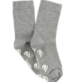 Fuzzies Strømper m. Antiskrid - Gråmeleret