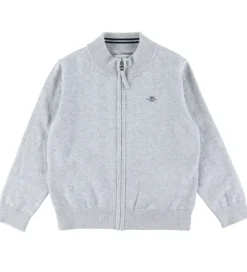 GANT Cardigan - Shield Cotton Zip - Strik - Light Grey Melange