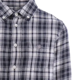 GANT Skjorte - Flonel - Evening Blue m. Tern