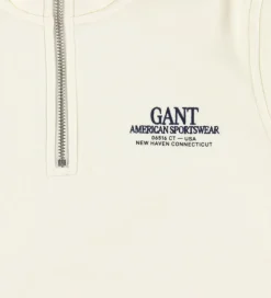 GANT Sweatshirt - Graphic - Half Zip - Cream