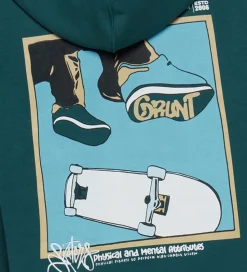 Grunt Hættetrøje - GrRatica - Grøn m. Print