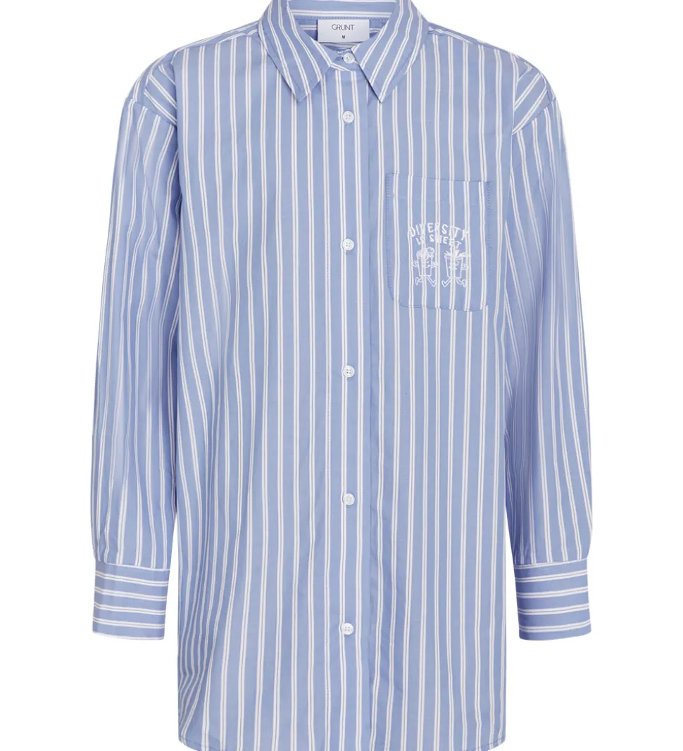 Grunt Skjorte - GrFully - Blå m. Striber
