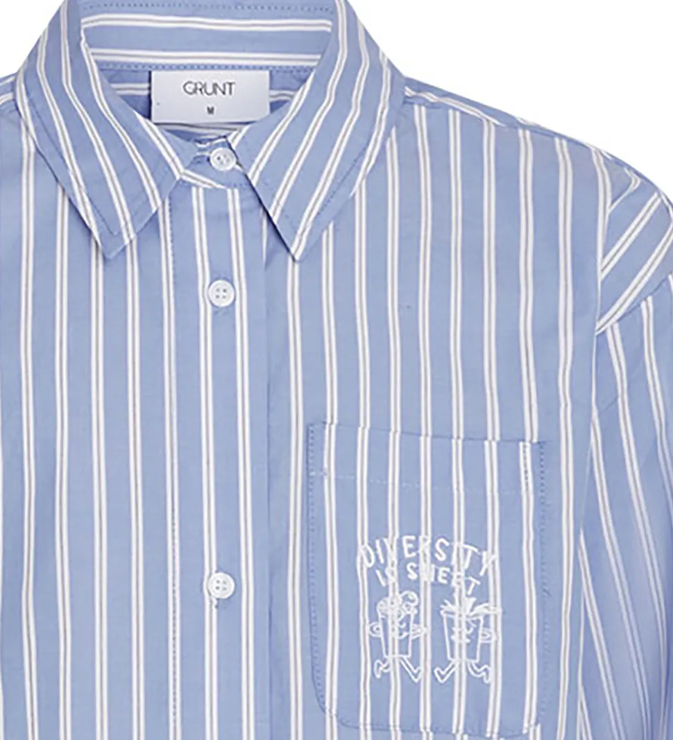Grunt Skjorte - GrFully - Blå m. Striber