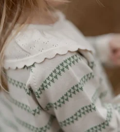 Hanevild Cardigan - Strik - Heart - Off White/Shale Green