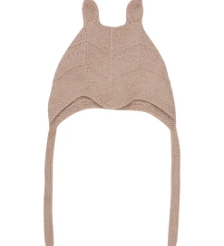 Huttelihut Babyhjelm m. Ører - Alpakauld - Strik - Mahogany Rose