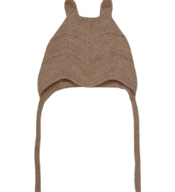 Huttelihut Babyhjelm m. Ører - Alpakauld - Strik - Camel Melange
