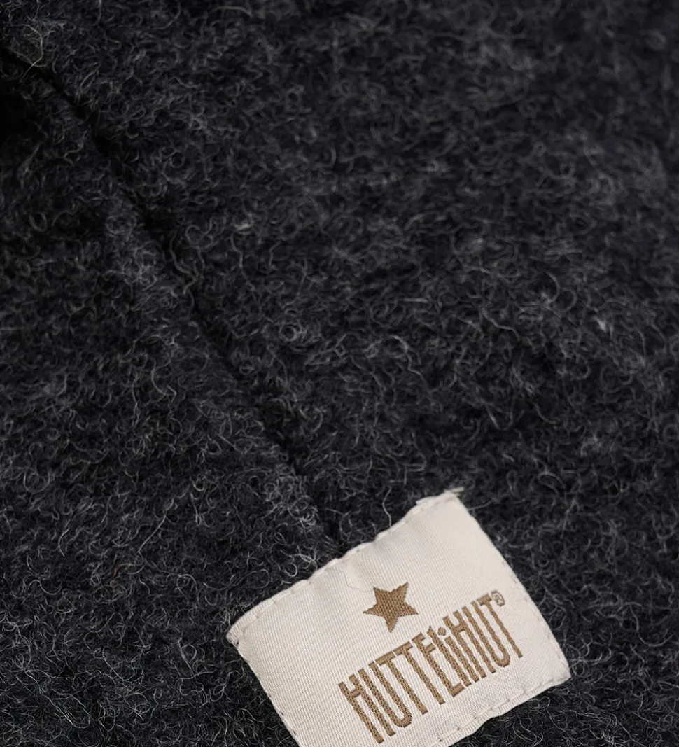 Huttelihut Elefanthue - Uld - 2-lags - Mørkegråmeleret