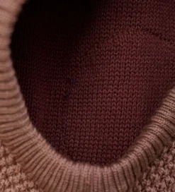 Huttelihut Elefanthue - Uld - Strik - 2-lags - Burlwood m. Kvast