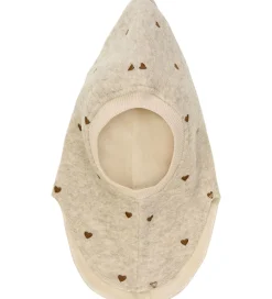 Huttelihut Elefanthue - Uld - 2-lags - Sand Melange m. Hjerter