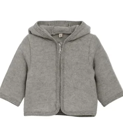 Huttelihut Fleecejakke - Uldfleece - Medium Grey Melange m. Ører