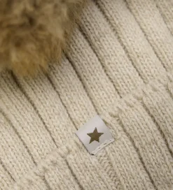 Huttelihut Hue - Uld/Bomuld - Strik - Sand Melange m. Kvast