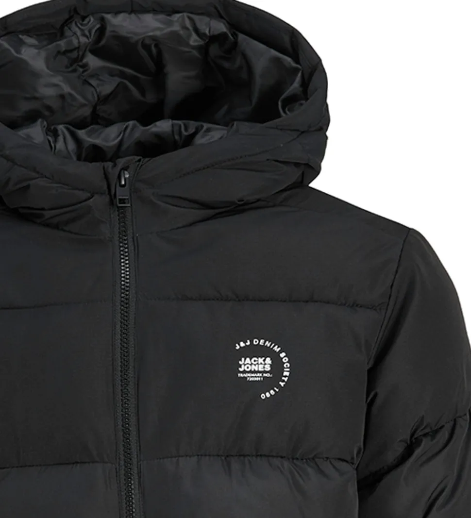 Jack & Jones Dynejakke - JjMaze - Black/WHITE LOGO