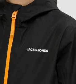 Jack & Jones Regnjakke - PE - JjefLynn - Sort/Dark Cheddar Zipp