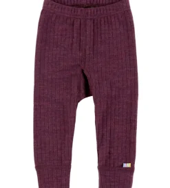 Joha Leggings - Uld - Rib - Blomme