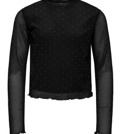 Kids Only Bluse - KogJada - Mesh - Black/Silver Rhinestones