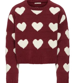 Kids Only Bluse - Strik - KogSus - Cabernet/Heart/Egret