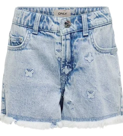 Kids Only Shorts - KogRobyn - Lyseblå Denim/Sommerfugl