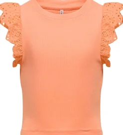 Kids Only Top - Rib - KogDrea - Salmon m. Broderi Anglaise