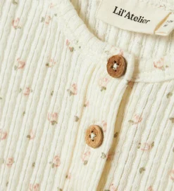 Lil' Atelier Sommerdragt - Rib - NbfHulla - Coconut Milk m. Blom
