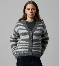 LMTD Cardigan - NlfNulos - Kort Strik - Dark Grey Melange