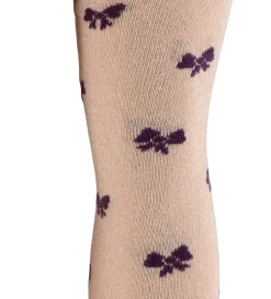 Melton Strømpebukser - Glimmer - Crystal Pink m. Sløjfer